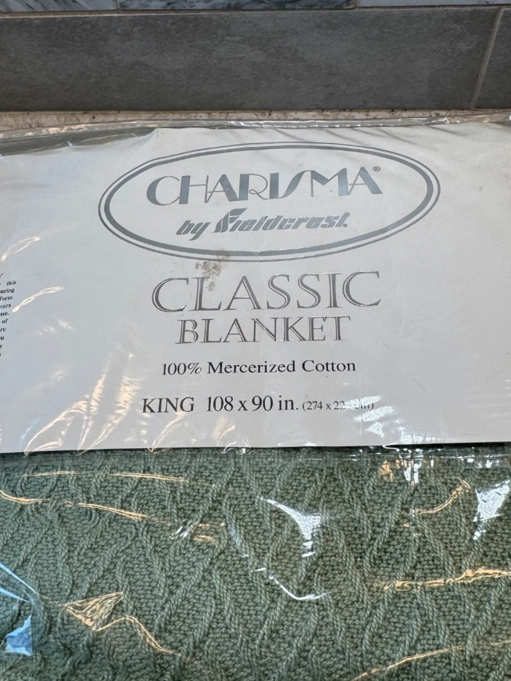 Vintage Charisma by Fieldcrest Classic Blanket size King‎ mint green 100% Cotton